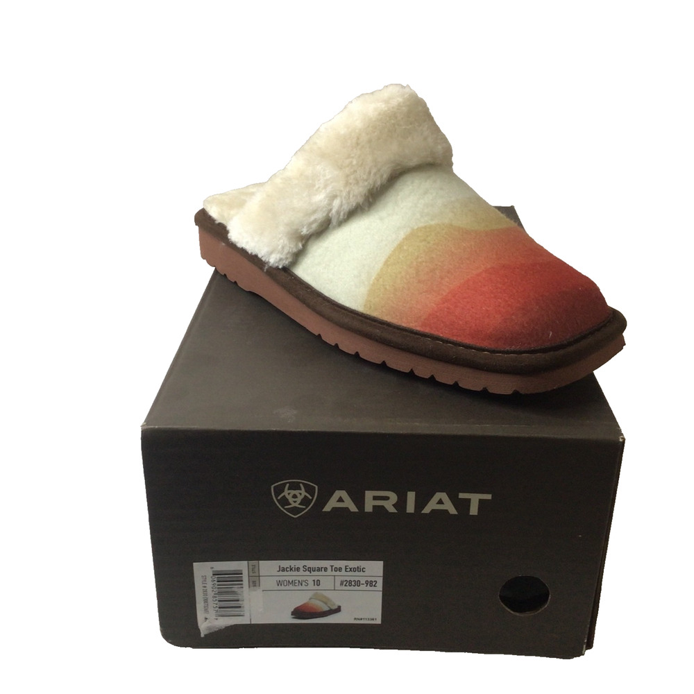 ARIAT Womens Jackie Square Toe Wool Blend Slippers Plush Collar Sunset Size 10